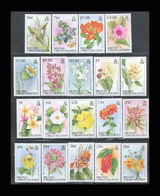 VIRGIN IS, Sc #692-710, MNH,1991, Flowers, flora, plants