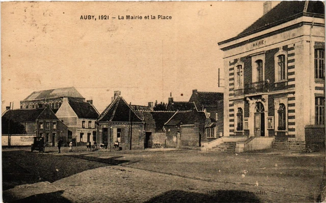 CPA AUBY 1921 - La Mairie et le Place (512479)