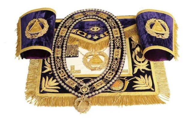 Masonic Regalia Deputy Grand Master 100% LAMBSKIN APRON With Chain Collar & Cuff