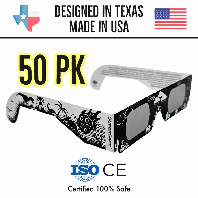 SOLAR ECLIPSE GLASSES 2024 ISO CE Certified Safe USA Made NEW Fun