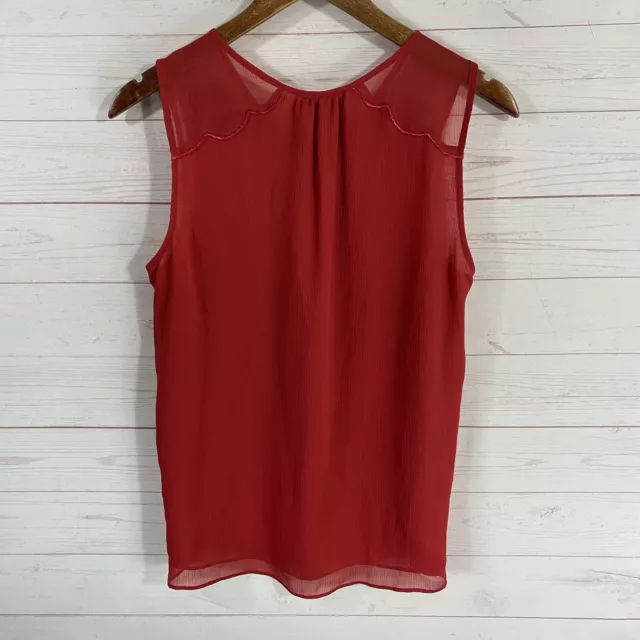 LC Lauren Conrad Sleeveless Lined Tank Blouse Sz Small Red Embroidered New 3