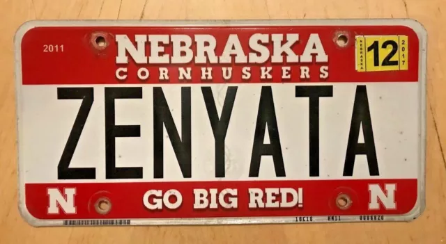 Nebraska Corn Huskers Univ Big Red Vanity License Plate " Zen Yata " Zenyata