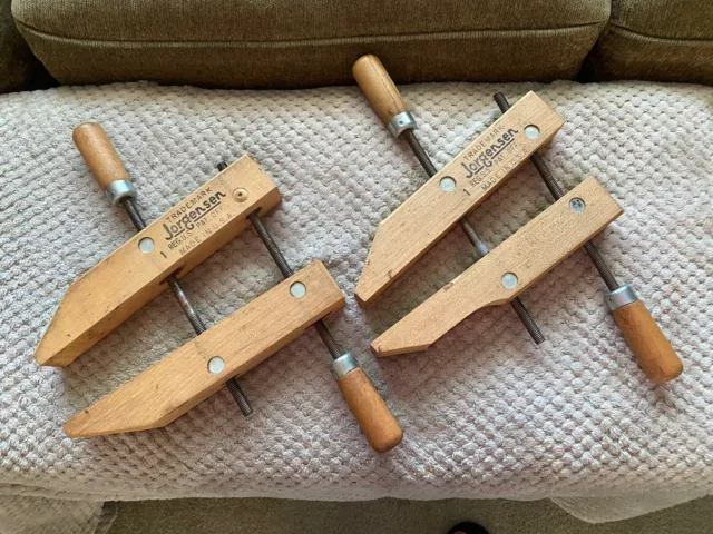 Set Of 2 Vintage Jorgensen Adjustable Hand Screw Wood Clamps 10 Inch