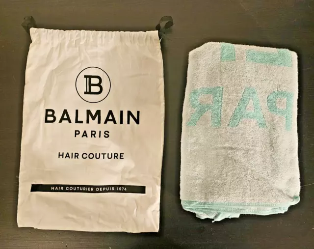 BALMAIN Paris Hair Couture Towel Teal & Whiite Genuine Authentic BRAND NEW