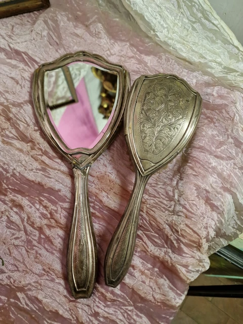 specchio spazzola argento 800  Sblu Silver set mirror and brushe ^
