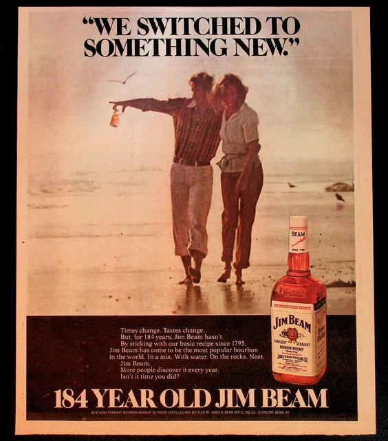 1979 romantic beach bar decor photo Jim Beam Kentucky Bourbon vintage print ad
