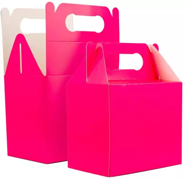 Plain Colour Hot Pink Lunch Food Boxes Kids Birthday Meal Favour Party Loot Bags