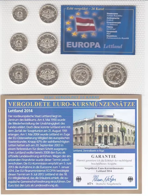 Latvia 2014 Euro KMS 24 Carat Gold Plated
