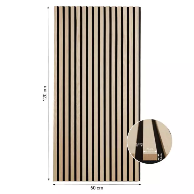 2 Panneaux acoustique 60 x 120 Revêtement Panneau mural Bois Naturel Homestyle4u 3