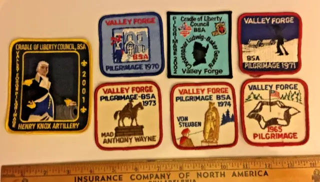 Lot of BSA Valley Forge Pilgrimage, Valley Forge Council Patches New and Used