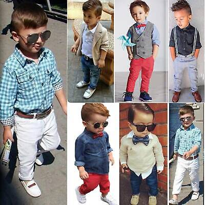 Toddler Baby Kids Boys Shirt Tops Pants Outfits Clothes Set Formal Outwear Suits
