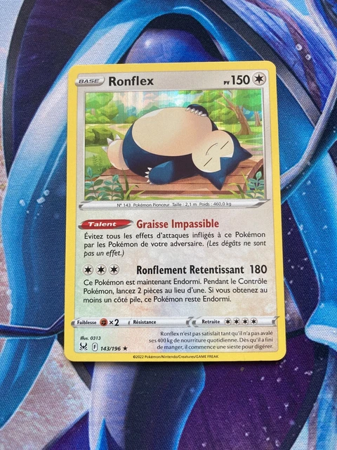 Carte Pokémon Ronflex HOLO 143/196 EB11 Origine Perdue