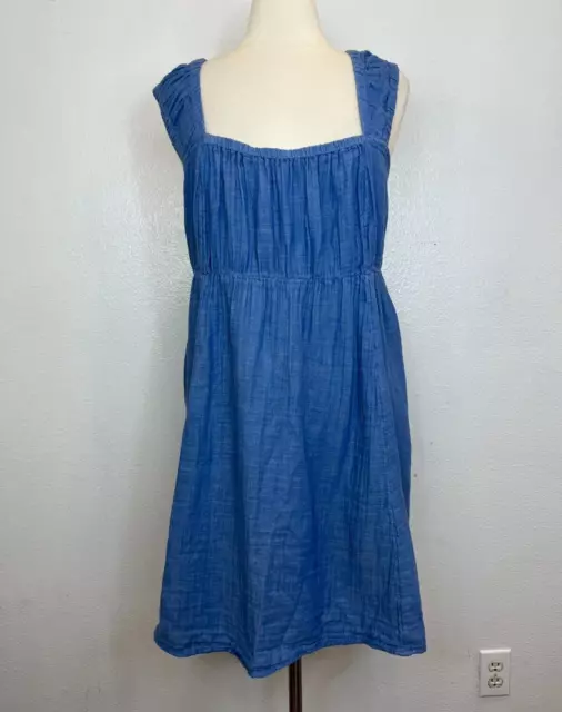 Old Navy Chambray Dress All Day Fit And Flare Cotton Tie Back Size XL