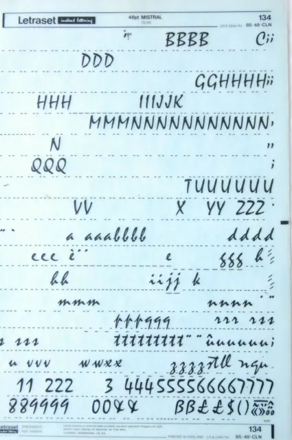 3 x BUCHSTABENSATZ Symbole Abreiben Brieftransfers 48pt MISTRAL (#134) 10,2 mm 3