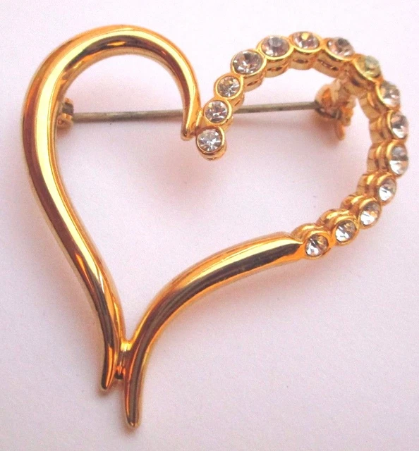 Broche Vintage Or Poli Et Mat - Bijou Rétro Finement Travaillé - Occasion (voir Description)