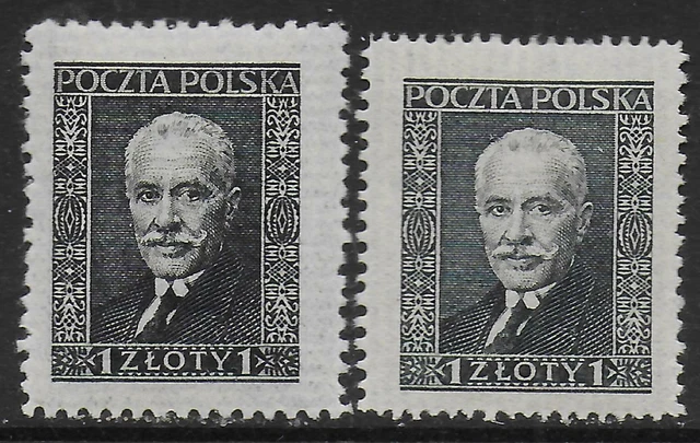 Poland stamps 1928 MI 258u+258v MLH VF