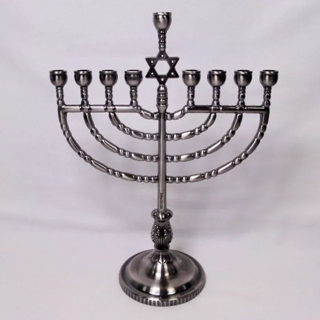 Rite Lite Menorah Chanukah Hanukkah Traditional Polished Silver Tone Finish 8.5"