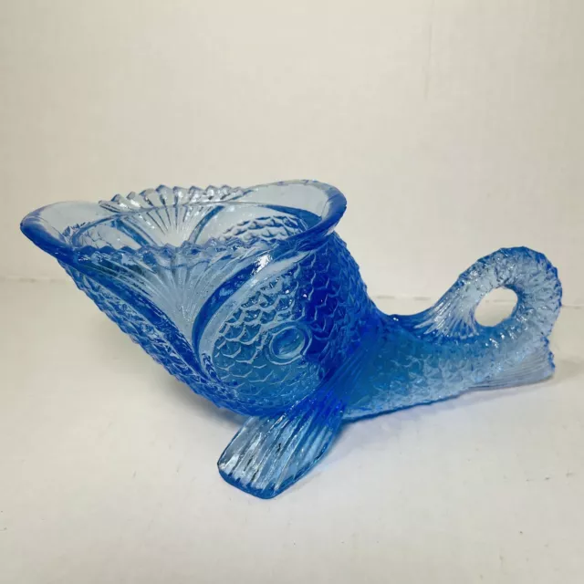 Blue Fish Art Glass Open Mouth Bass Vase/Terrarium/Aquarium/Figurine *READ*
