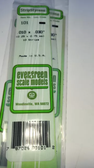 MODELLI IN SCALA EVERGREEN, 101,010X.030", 10X Strisce per Modellazione, NUOVI 2