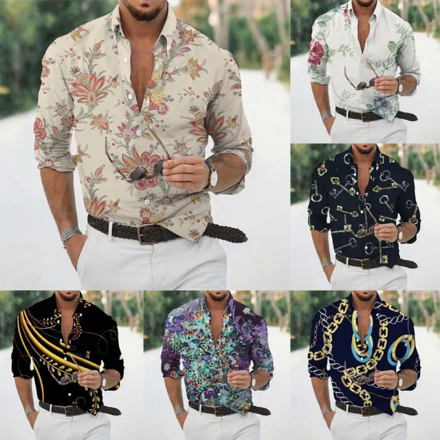 Camicia Moda Uomo Moderna con Stampa Floreale Barocca per Eventi Casual o Festa