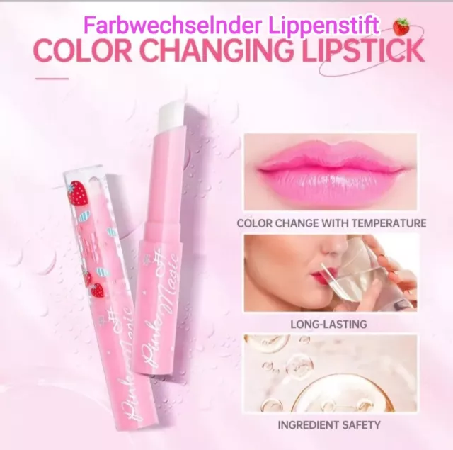 Erdbeere Lippenbalsam, Farbwechselnder Lippenstift🥰💄💋🍓