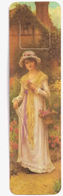 ART Victorian Lady in Garden Romantic Bookmark English Cottage Antioch Tag-Mark