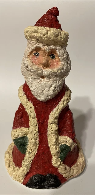 1991 Papier Mache Hand Made Santa Figurine Signed & Dated