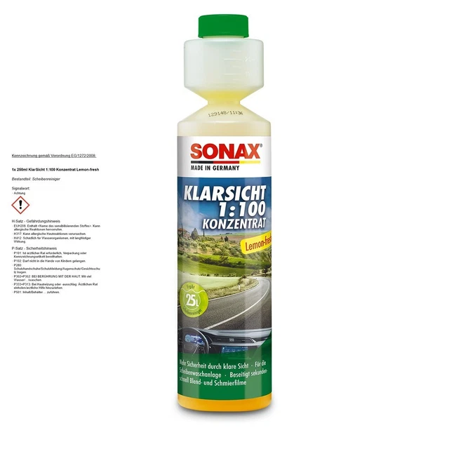 250ml SONAX CHIARA VISIONE 1:100 CONCENTRATO LEMON-FRESH DISCHI DETERGENTE ADDITIVO