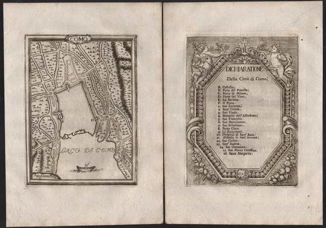 Como Lombardia Italia Sesti Mapa Grabado Stampa Grabado 1707