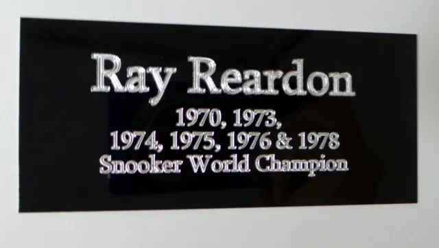 Ray REARDON - Campeón Mundial de Snooker - Placa Grabada 110x50mm para Recuerdos