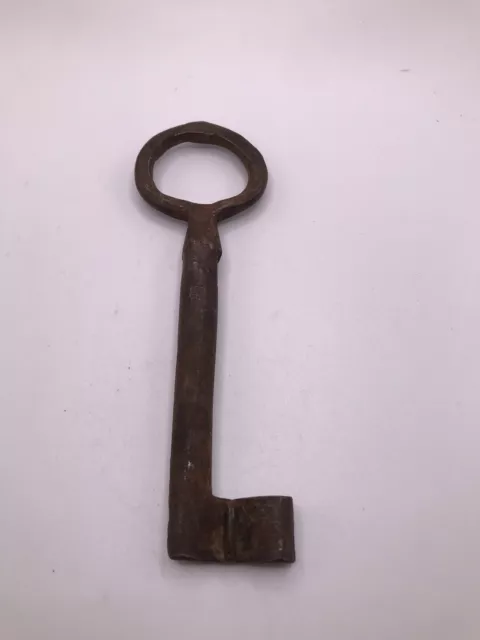 18TH C Wrought Iron HAND FORGED Key Jail Cellar Castle Door Skeleton Heavy 6”
