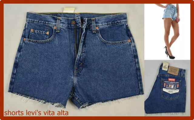 levi's pantaloncini corti shorts jeans levis da donna bermuda a vita alta w32 46