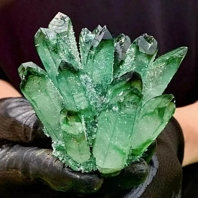 New Find Green Phantom Quartz Crystal Cluster Mineral Specimen Healing 2