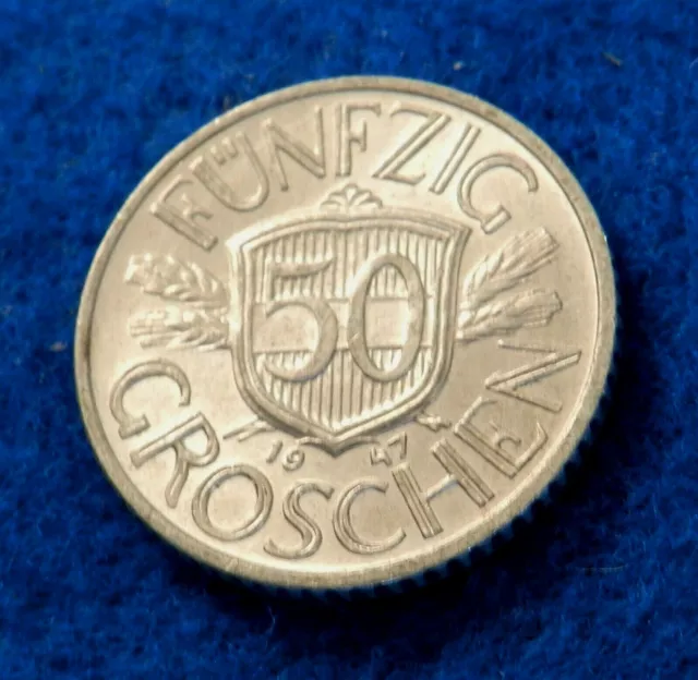 1947 Austria 50 Groschen - Beautiful Coin - See Pictures