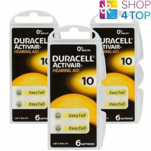 Duracell Activair Grösse 10 Hearing Aid Hörgerätebatterien 1.45V Zinc Air Neu