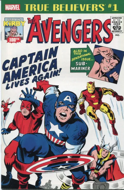 True Believers, Kirby 100th The Avengers 4, Captain America Lives!  LAST ONE