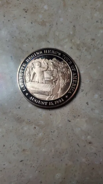 Bronze Proof Medal Lafayette Begins Hero's Tour of America August 15 1824