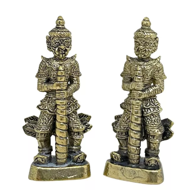 Temple Guardian Giant Dharma Protector Destory Evils Amulet Mini Brass Statue