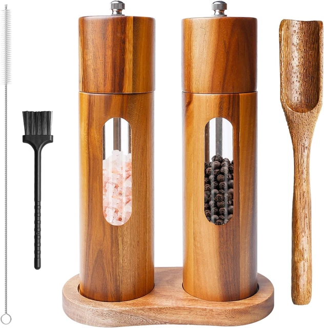 Macina Sale E Pepe in Acrilico Con Macina Spezie in Ceramica Per Una Grana Regolabile, Macina Sale E Pepe Large Transparent,2 Pezzi