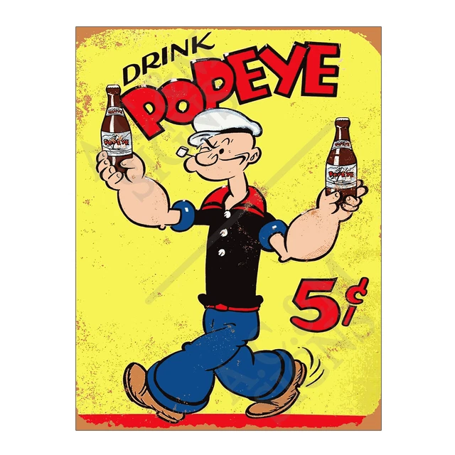 METAL TIN SIGN Plaque Popeye Beer Home Bar Man Cave Garage Shed Tiki ...