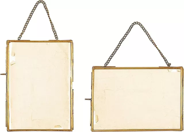 First of a Kind 5x7 & 7x5 Set of 2 Display Picture Photo Gold Frames with Chain