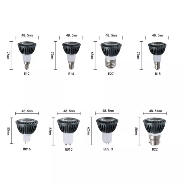 GU10 MR16 Dimmable LED COB Spotlight Bulbs AC 110V 220V DC12V 24V Gray Lamp 10W 2