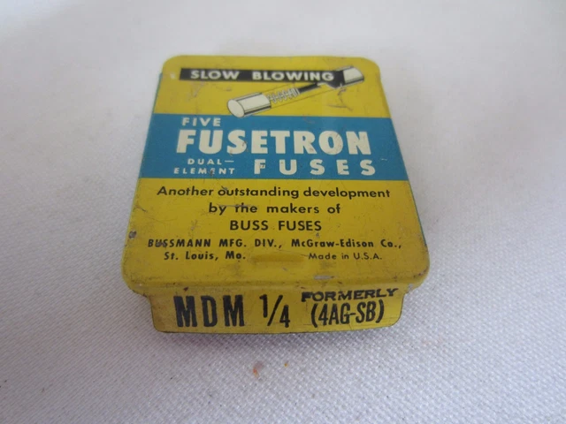 Lot De 9 Buss Bussmann Mdm 1/4 Fusibles 0.25A 0.25 Amp 4AG Sb