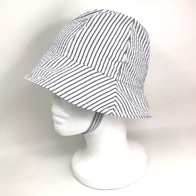 Carters Just One You Striped Bucket Hat Gray White Beach Sun Chin Strap 18M