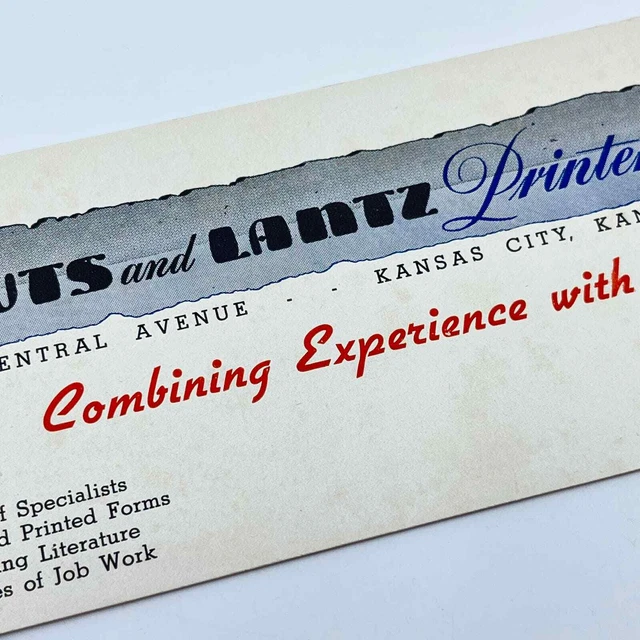 1948 BLOTTER CARD Couts and Lantz Printers Kansas City, Kansas SC9 17.