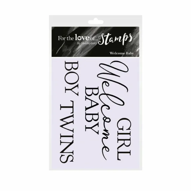 Hunkydory Welcome Baby Boy Girl Twins Sentiment Clear Stamp Set Baby Card Making
