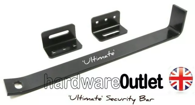 BLACK ULTIMATE Door HIGH SECURITY BAR & 70mm Ø Stainless Discus PADLOCK UK Made