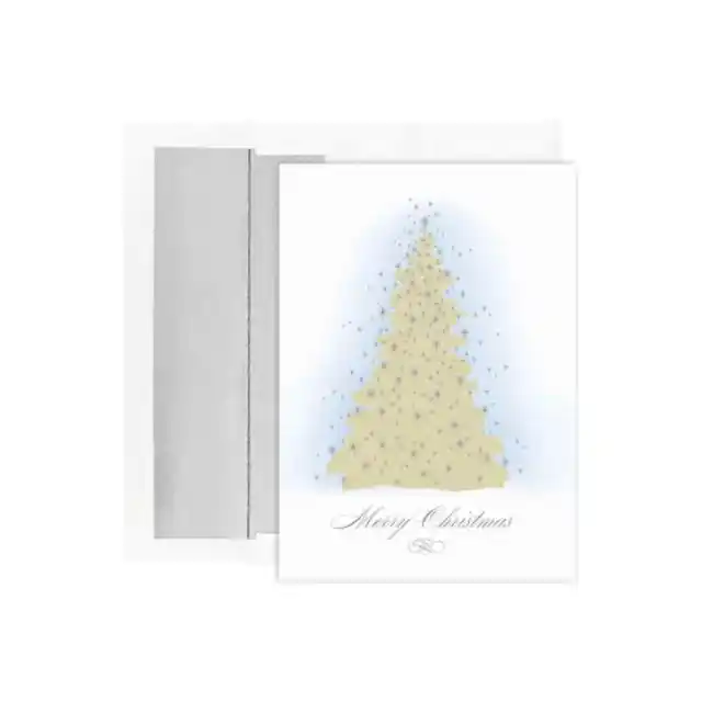 JAM Paper Christmas Cards Set Frosted Tree Design 16/Pack (526823300)