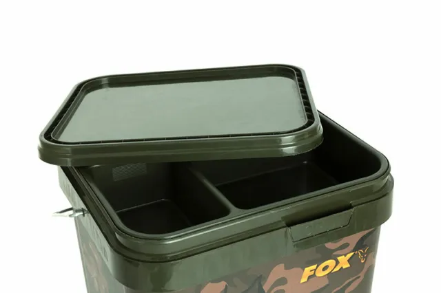 Fox Bait Bucket - 5L, 10L, 17L or Tray - Camo Square Heavy Duty - Carp Fishing 2