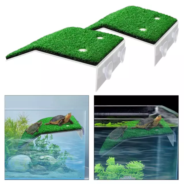 Turtle Basking Platform Reptile Tank Ladder Simulation Grass Turtle Ramp for